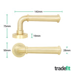Claro Satin Brass Lever on Rose Door Handles - Heavy Duty - FD30/60 Rated - tradefit - 4