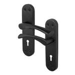 Nola Matt Black Lever on Backplate Door Handle - Keyhole - tradefit - 1