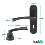 Nola Matt Black Lever on Backplate Door Handle Pack - 80mm Sashlock - tradefit - 2