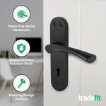 Nola Matt Black Lever on Backplate Door Handle Pack - 80mm Sashlock - tradefit - 4