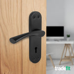 Nola Matt Black Lever on Backplate Door Handle - Keyhole - tradefit - 4