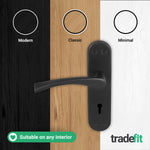 Nola Matt Black Lever on Backplate Door Handle Pack - 80mm Sashlock - tradefit - 7