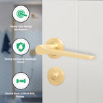 Tapera Satin Brass Lever on Rose Door Handle Kit - 64mm Latch - tradefit - 2