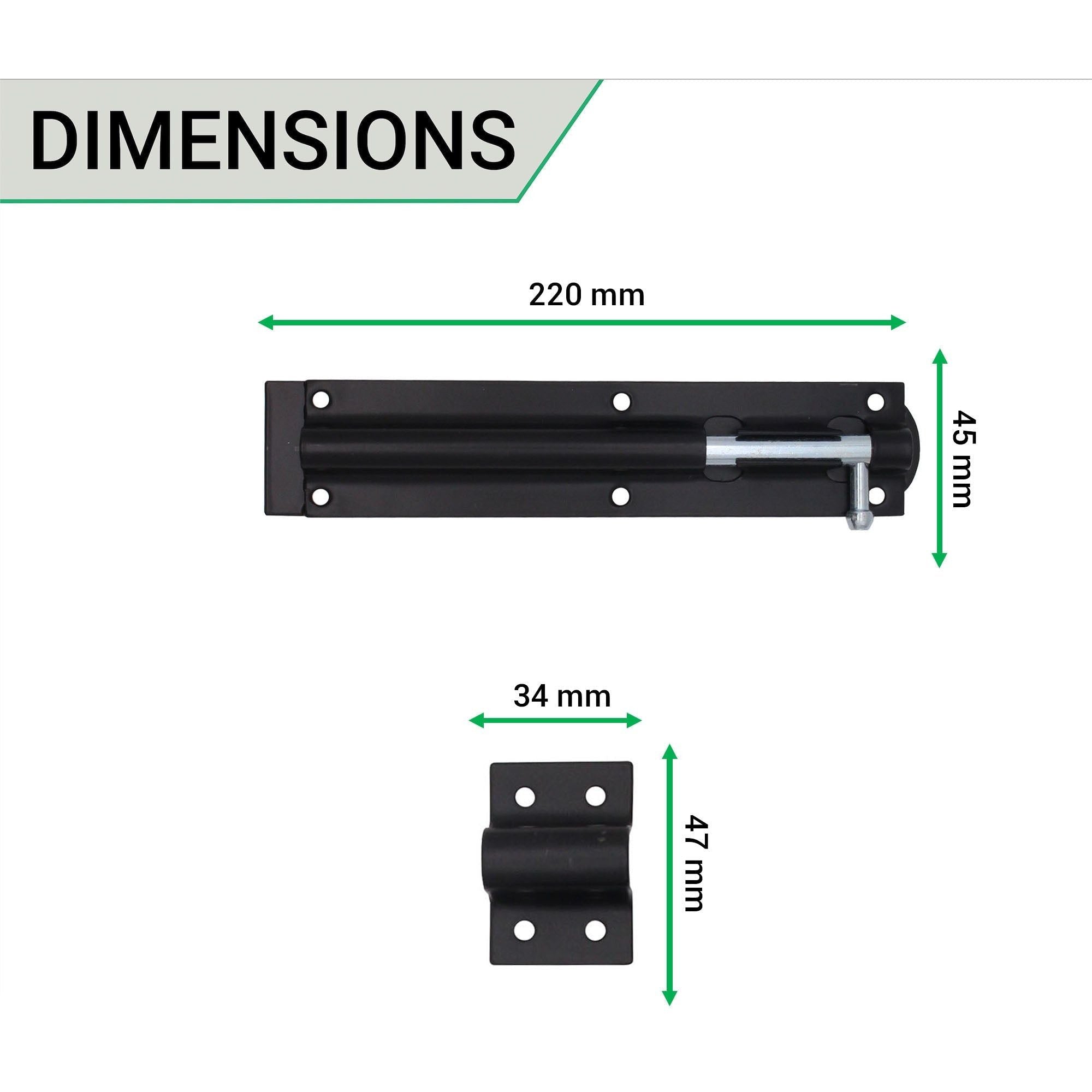 Tower Bolt - 215mm / 8 Inch - Black - tradefit - 3