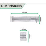 Tower Bolt - 225 mm / 8 Inch - Galvanised - tradefit - 3