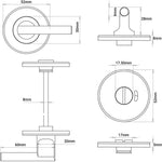 Disabled WC Turn & Release - 52mm x 8mm Rose - 8mm Spindle - Satin Stainless Steel - tradefit - 3
