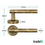 Olbia Antique Brass Lever on Rose Door Handle Pack - 76mm Latch - 2