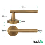 Olbia Antique Brass Lever on Rose Door Handle Pack - 64mm Latch - tradefit - 2
