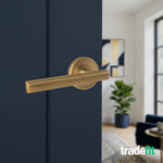 Olbia Antique Brass Lever on Rose Door Handle Pack - 64mm Latch - tradefit - 6