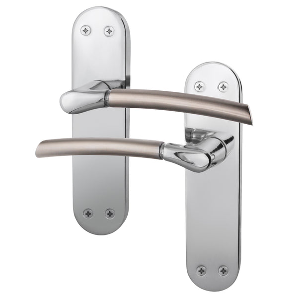 Bosa Duo Style Polished Chrome/Satin Nickel Lever on Backplate Door Handle - Latch - tradefit - Featured Image