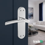 Bosa Duo Style Polished Chrome/Satin Nickel Lever on Backplate Door Handle Pack - 64mm Latch - tradefit - 6