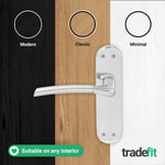 Bosa Duo Style Polished Chrome/Satin Nickel Lever on Backplate Door Handle Pack - 80mm Latch - tradefit - 7