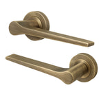 Tapera Antique Brass Lever on Rose Door Handles - Heavy Duty - FD30/60 Rated - 1