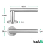 Vigo Lever on Rose Stainless Steel Door Handle Kit - Medium Duty - 80mm Bathroom Lock - tradefit - 2