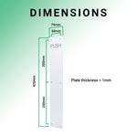 Engraved Push Finger Plate - 425 x 75 x 3mm Radius Corners - Satin Aluminium - tradefit - 4