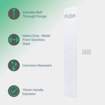 Engraved Push Finger Plate - 425 x 75 x 3mm Radius Corners - Satin Aluminium - tradefit - 2