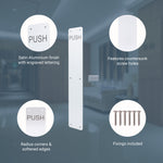 Engraved Push Finger Plate - 425 x 75 x 3mm Radius Corners - Satin Aluminium - tradefit - 3