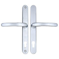 Silver UPVC Door Handles - 92mm PZ Centres - 240mm Fixing Centres - 270 x 32mm