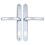 Silver UPVC Door Handles - 92mm PZ Centres - 240mm Fixing Centres - 270 x 32mm - tradefit - 1