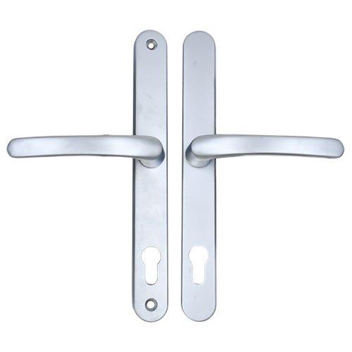 Silver UPVC Door Handles - 92mm PZ Centres - 240mm Fixing Centres - 270 x 32mm - tradefit - Featured Image