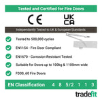 Commercial Grade Fire Door Closer - Power Size 2 - 5 - Door Weight to 100kg - CE Marked - Satin Nickel - tradefit - 3