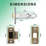 3 inch/76mm Tubular Latch Bolt Through - 57mm Backset - Antique Brass - tradefit - 3