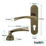 Nola Antique Brass Lever on Backplate Door Handle Kit - 80mm Euro Sashlock and Double Cylinder - Keyed to Differ - tradefit - 2