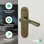 Nola Antique Brass Lever on Backplate Door Handle Kit - 80mm Euro Sashlock and Cylinder & Turn - Keyed to Differ - tradefit - 4