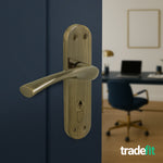 Nola Antique Brass Lever on Backplate Door Handle Kit - 80mm Euro Sashlock and Cylinder & Turn - Keyed to Differ - tradefit - 6