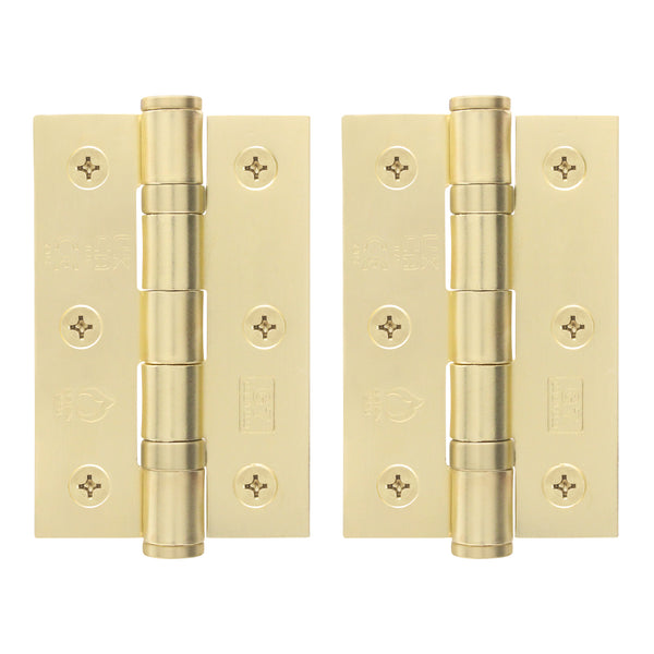 Satin Brass Fire Door Hinges - 3 Inch/76mm - Grade 7 Steel Ball Bearing - Pack 2 - tradefit - Featured Image