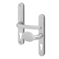 Silver UPVC Lever Pad Door Handles - 68mm PZ Centres - 215mm Fixing Centres - 245 x 32mm