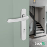 Polished Chrome UPVC Door Handles - 92mm PZ Centres - 122mm Fixing Centres - 240 x 32mm - tradefit - 6