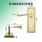 Georgian Rope Edge Scroll Polished Brass Door Handles - Keyhole - tradefit - 3