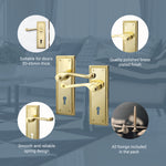 Georgian Rope Edge Scroll Polished Brass Door Handles - Keyhole - tradefit - 4