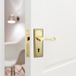 Georgian Rope Edge Scroll Polished Brass Door Handles - Keyhole - tradefit - 6