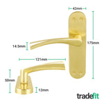 Nola Satin Brass Lever on Backplate Door Handle Pack – 76mm Latch - tradefit - 2