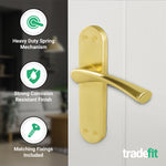 Nola Satin Brass Lever on Backplate Door Handle Pack – 76mm Latch - tradefit - 4