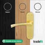 Nola Satin Brass Lever on Backplate Door Handle Pack – 76mm Latch - tradefit - 7