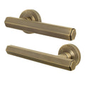 Moreno Antique Brass Lever on Rose Door Handles - Heavy Duty - FD30/60 Rated