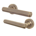 Moreno Antique Brass Lever on Rose Door Handles - Heavy Duty - FD30/60 Rated