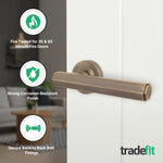 Moreno Antique Brass Lever on Rose Door Handles - Heavy Duty - FD30/60 Rated - tradefit - 2
