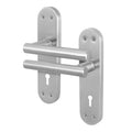 Olbia Satin Nickel Lever on Backplate Door Handles - Keyhole