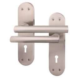 Olbia Satin Nickel Lock Door Handles - Keyhole - tradefit