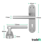 Olbia Satin Nickel Lever on Backplate Door Handle Pack – 64mm Sashlock - tradefit - 2