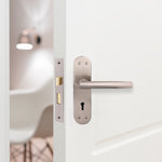 Olbia Satin Nickel Door Handle Pack - 80mm Sashlock - tradefit - 6