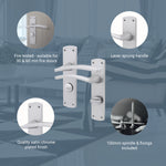 Euroda - Plus Satin Chrome Lever Fire Door Handles - Bathroom - FD30/60 - tradefit - 3