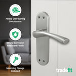 Nola Satin Nickel Lever on Backplate Door Handle Pack - 64mm Latch - tradefit - 4