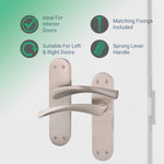 Nola Satin Nickel Door Handle Pack - 76mm Latch - tradefit - 2