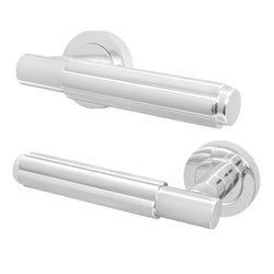 Flores Polished Chrome Lever on Rose Door Handles - Heavy Duty - FD30/60 Rated - tradefit