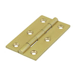 Solid Brass Solid Drawn Hinge - 64 x 35mm - Polished Brass - tradefit - 1